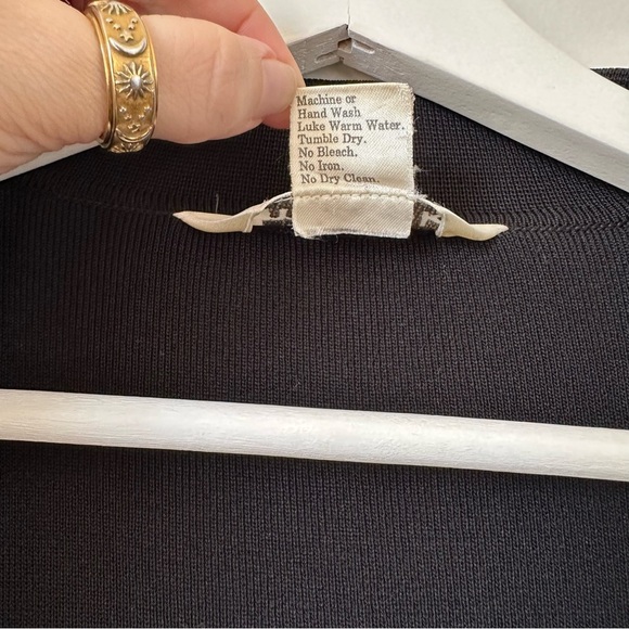 Misook Colorblock Open Front Knit Light Cardigan Top in Tan and Black Size Small - Picture 8 of 9